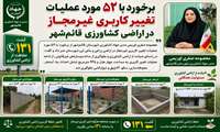 برخورد با ۵۲ مورد عملیات تغییر کاربری غیرمجاز در اراضی کشاورزی قائم‌شهر